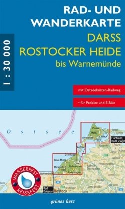 Rad- und Wanderkarte Darß, Rostocker Heide bis Warnemünde; .