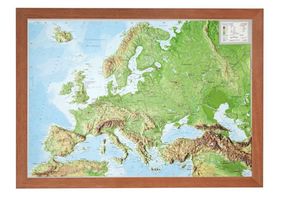 Europa, Reliefkarte, mit Holzrahmen