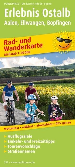 PublicPress Rad- und Wanderkarte Erlebnis Ostalb, Aalen, Ellwangen, Bopfingen