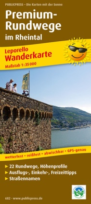 PublicPress Leporello Wanderkarte Premium-Rundwege im Rheintal