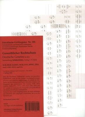 Gewerblicher Rechtschutz, Deutsche Gesetze in der Sammlung Schönfelder, Griffregister