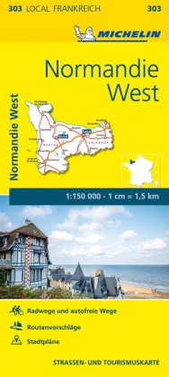 Michelin Karte Normandie West. Calvados, Manche