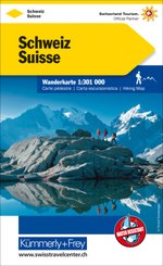 Kümmerly+Frey Wanderkarte Schweiz. Suisse, Carte de randonnée pedestre / Svizzera, Carta escursionistica / Switzerland,