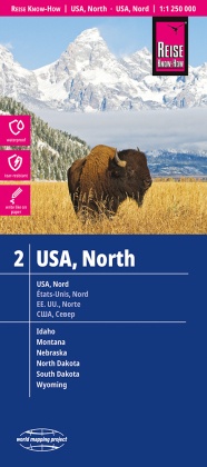 Reise Know-How Landkarte USA, Nord / USA, North (1:1.250.000) : Idaho, Montana, Wyoming, North Dakota, South Dakota, Neb