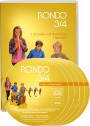 RONDO - Das Liederbuch für die Grundschule - 3./4. Schuljahr, Lieder und Musikstücke, Tanz-Video, 5 Audio-CDs und 1 Tanz