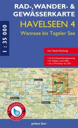 Rad-, Wander- und Gewässerkarte Havelseen, Wannsee bis Tegeler See - Bl.4