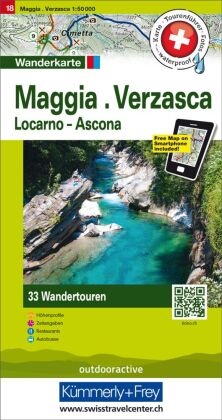 Maggia Verzasca Locarno Ascona Nr. 18 Touren-Wanderkarte 1:50 000