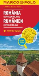 MARCO POLO Länderkarte Rumänien, Republik Moldau 1:800.000. Romania, Repubilca Moldova. Romania, Republic of Moldova. Ro -