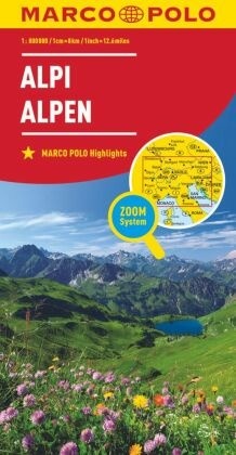MARCO POLO Länderkarte Alpen 1:800.000. Alpi / Alps / Alpes -