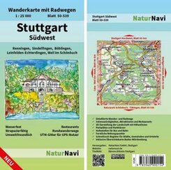 NaturNavi Wanderkarte mit Radwegen Stuttgart Südwest
