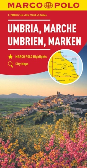 MARCO POLO Regionalkarte Italien 08 Umbrien, Marken 1:200.000. Umbria, Marches. Umbria, Marche. Ombrie, Marches