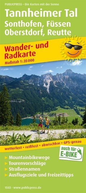 PublicPress Wander- und Radkarte Tannheimer Tal, Sonthofen, Füssen, Oberstdorf, Reutte