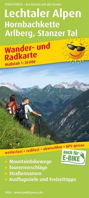 PublicPress Wander- und Radkarte Lechtaler Alpen, Hornbachkette, Arlberg, Stanzer Tal