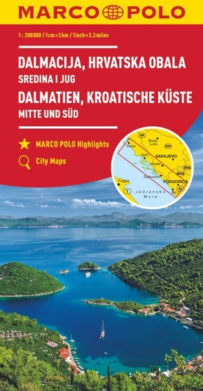 MARCO POLO Regionalkarte Kroatische Küste Mitte und Süd 1:200.000. Dalmacija, Hrvatska Obala / Dalmatia, Croatian Coastl -