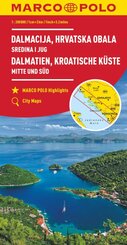 MARCO POLO Regionalkarte Kroatische Küste Mitte und Süd 1:200.000. Dalmacija, Hrvatska Obala / Dalmatia, Croatian Coastl -