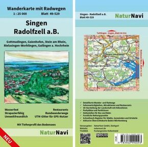 NaturNavi Wanderkarte mit Radwegen Singen - Radolfzell a.B.