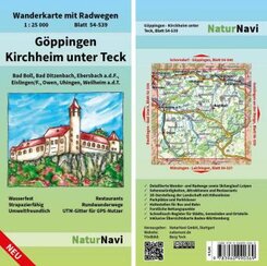 NaturNavi Wanderkarte mit Radwegen Göppingen - Kirchheim unter Teck