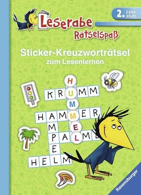 Leserabe, Rätselspaß - Sticker-Kreuzworträtsel zum Lesenlernen (2. Lesestufe), grün