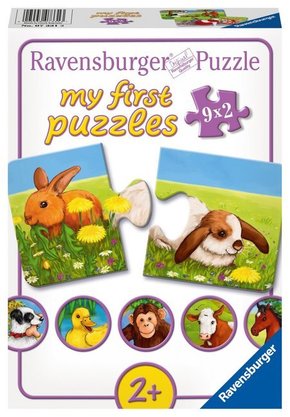 Ravensburger Kinderpuzzle - 07331 Liebenswerte Tiere - my first puzzle mit 9x2 Teilen - Puzzle für Kinder ab 2 Jahren