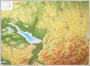 Relief Allgäu Bodensee 1:200.000, Reliefkarte, mit Aluminiumrahmen