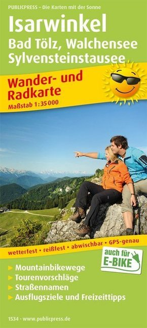 PublicPress Wander- und Radkarte Isarwinkel, Bad Tölz, Walchensee, Sylvensteinstausee