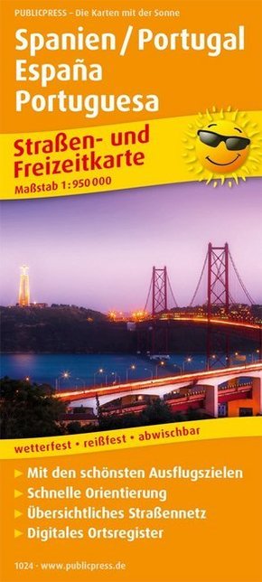 PUBLICPRESS Straßen- und Freizeitkarte Spanien / Portugal, España, Portuguesa