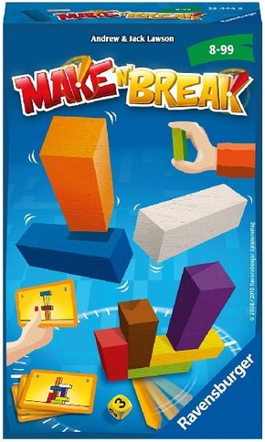 Ravensburger 23444 - Make 'n' Break, Mitbringspiel für 2-4 Spieler, Kinderspiel ab 8 Jahren, kompaktes Format, Reisespie