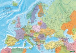 Europa politisch, Poster 1:6 Mio., Metallbestäbt in Rolle, Planokarte