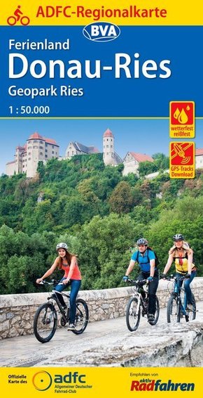 ADFC-Regionalkarte Ferienland Donau-Ries / Geopark Ries, 1:50.000, reiß- und wetterfest, GPS-Tracks Download