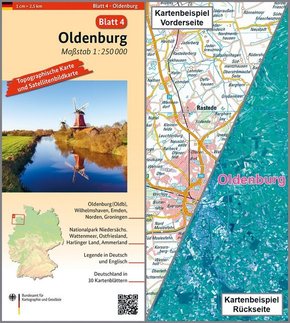 Topographische Karte und Satellitenbildkarte Oldenburg