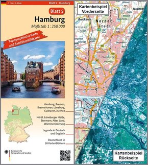 Topographische Karte und Satellitenbildkarte Hamburg