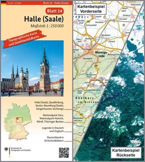 Topographische Karte und Satellitenbildkarte Halle (Saale)