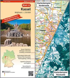 Topographische Karte und Satellitenbildkarte Kassel