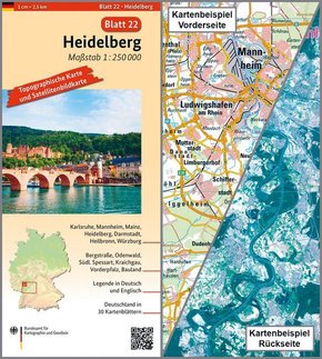 Topographische Karte und Satellitenbildkarte Heidelberg