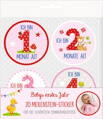 Meilenstein-Sticker - BabyGlück - Babys erstes Jahr (rosa)