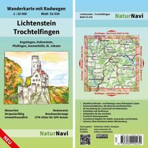 NaturNavi Wanderkarte mit Radwegen Lichtenstein - Trochtelfingen