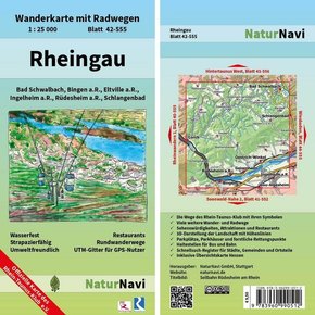 NaturNavi Wanderkarte mit Radwegen Rheingau