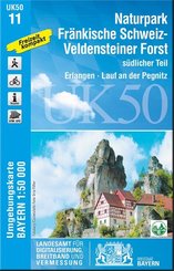 Topographische Karte Bayern Fränkische Schwei z- Veldensteiner Forst, südlicher Teil