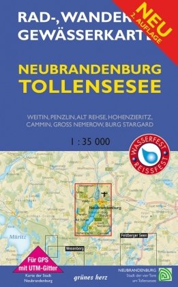 Rad-, Wander- und Gewässerkarte Neubrandenburg - Tollensesee