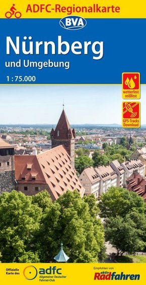 ADFC-Regionalkarte Nürnberg und Umgebung mit Tagestouren-Vorschlägen, 1:75.000, reiß- und wetterfest, GPS-Tracks Downloa
