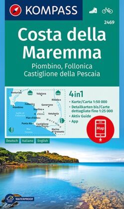 KOMPASS Wanderkarte 2469 Costa della Maremma, Piombino, Follonica, Castiglione della Pescaia