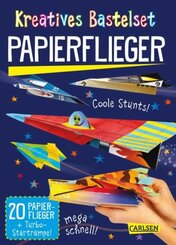 Bastelspaß für Kinder: Kreatives Bastelset: Papierflieger: Set mit 20 Faltbögen, Anleitungsbuch und Falzhilfe