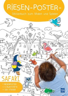 Riesen-Poster-Stickerbuch zum Malen und Spielen - Safari
