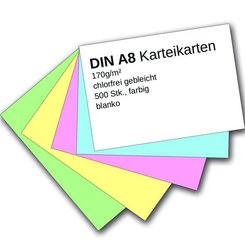Karteikarten DIN A8 - farbig blanko (500 Stück)
