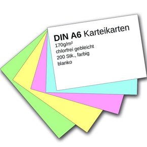 Karteikarten A6 - farbig blanko (200 Stück)