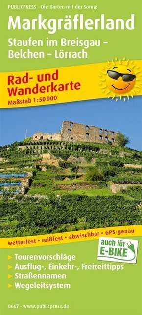 PublicPress Rad- und Wanderkarte Markgräflerland, Staufen im Breisgau - Belchen - Lörrach