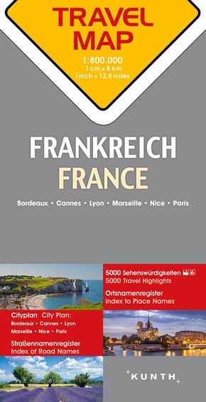 Travelmap Reisekarte Frankreich / France 1:800.000