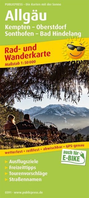 PUBLICPRESS Rad- und Wanderkarte Allgäu - Kempten,Oberstdorf, Sonthofen, Bad Hindelang