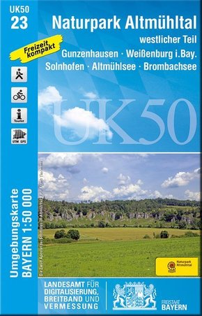 Topographische Karte Bayern Naturpark Altmühltal westlicher Teil