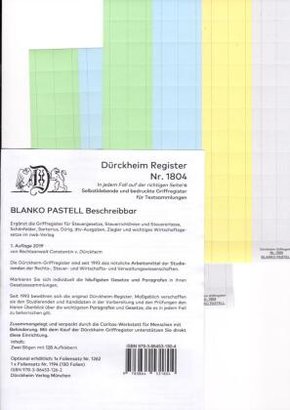 BLANKO PASTELL-GROSS Dürckheim-Griffregister Beschreibbar Nr.1804
